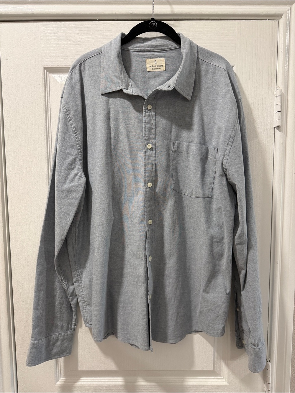 Men’s Light Gray Blue Men’s Button-Up Shirt - Casual Long Sleeve